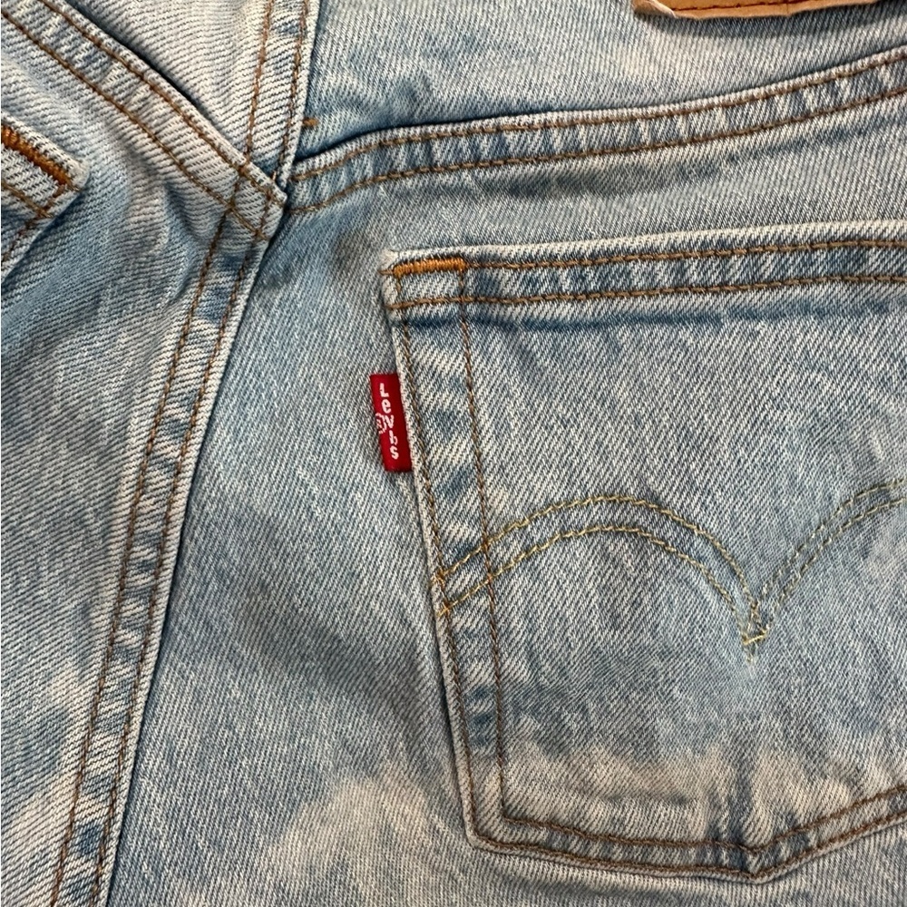 Levis 501 Women’s Denim Cut Off Shorts Waist Sz 24 Blue Button Fly 5 Pocket - Picture 16 of 17